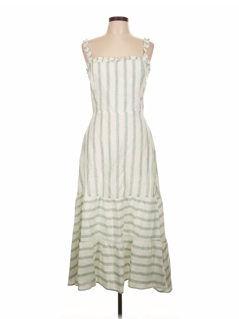 Reformation Green Stripe Midi Sundress